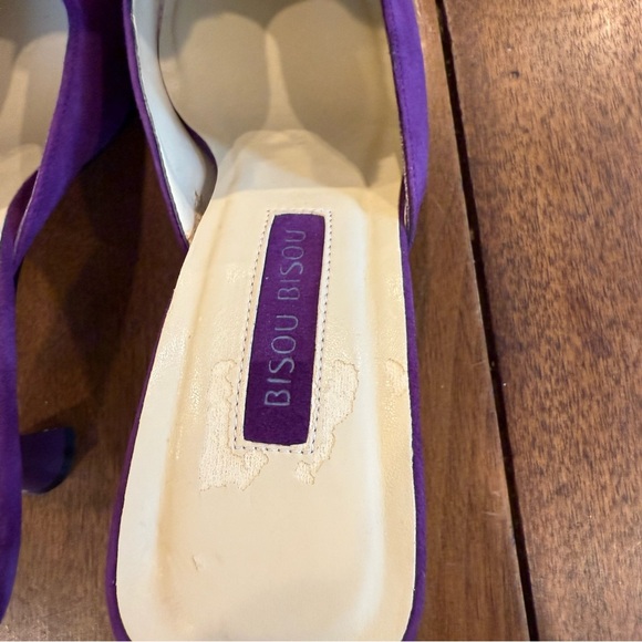 Bisou Bisou Havana - Purple Fuchsia Suede Feather Mules, Women's 8.5 - Picture 10 of 10